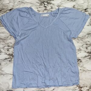 Rafaella Short Layered Sleeves V-Neck Tshirt Light Blue Women M Softgirl Coastal